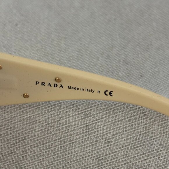 Prada Sunglasses - Wraparound - White/Cream with Gold Trim - Picture 4 of 6